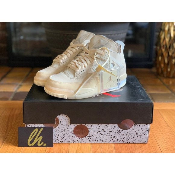 Size 6.5 W Air Jordan Off White Retro 4 "Sail" - Picture 2 of 5